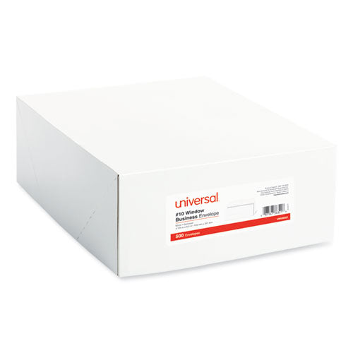 Universal Open-Side Business Envelope, 1 Window, #10, Square Flap, Gummed Closure, 4.13 x 9.5, White, 500/Box