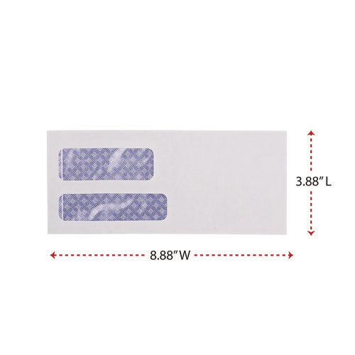 Universal Double Window Business Envelope, #9, Commercial Flap, Gummed Closure, 3.88 x 8.88, White, 500/Box