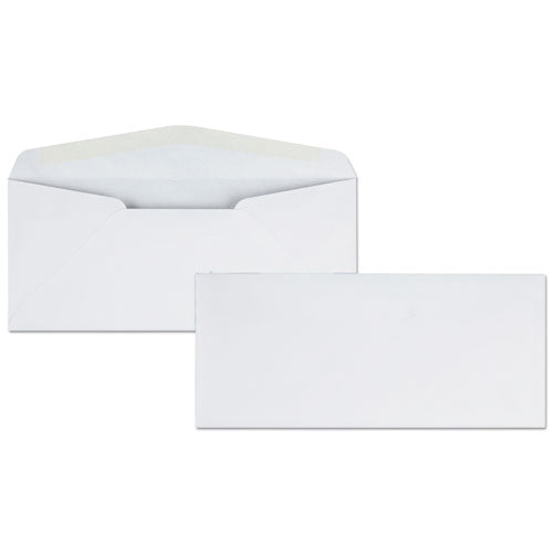 QualityPrk Business Envelope, #10, Commercial Flap, Diagonal Seam, Gummed Closure, 24 lb Bond Weight Paper, 4.13 x 9.5, White, 500/Box