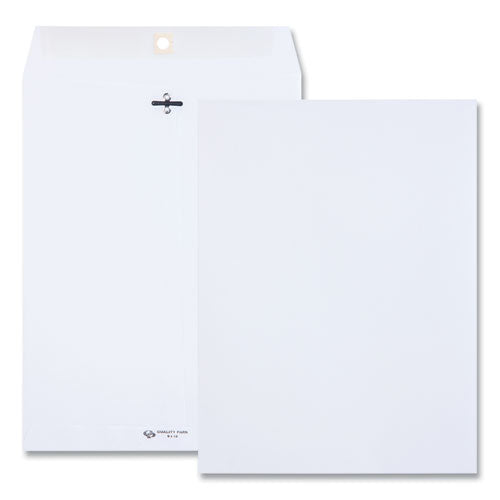 QualityPrk Clasp Envelope, 28 lb Bond Weight Paper, #90, Square Flap, Clasp/Gummed Closure, 9 x 12, White, 100/Box
