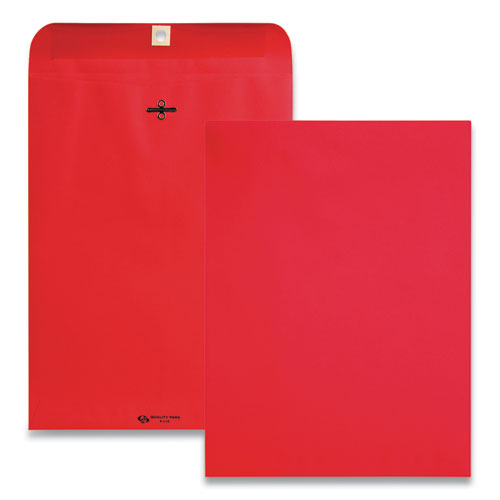 QualityPrk Clasp Envelope, 28 lb Bond Weight Paper, #90, Square Flap, Clasp/Gummed Closure, 9 x 12, Red, 10/Pack
