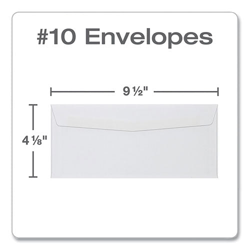 QualityPrk Business Envelope, #10, Commercial Flap, Side Seam, Gummed Closure, 24 lb Bond Weight Paper, 4.13 x 9.5, White, 500/Box