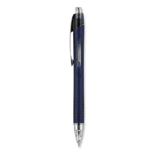 uniball Jetstream Retractable Hybrid Gel Pen, Fine 0.7 mm, Black Ink, Blue/Silver Barrel