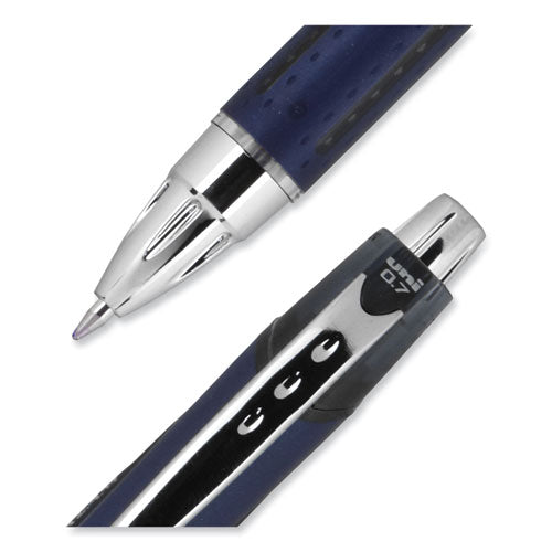 uniball Jetstream Retractable Hybrid Gel Pen, Fine 0.7 mm, Black Ink, Blue/Silver Barrel