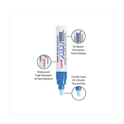 uni-paint Permanent Marker, Broad Chisel Tip, Blue