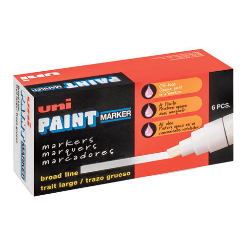 uni-paint Permanent Marker, Broad Chisel Tip, White