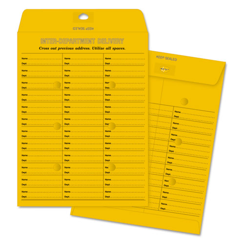 QualityPrk Brown Kraft Redi-Tac Box-Style Interoffice Envelope, #97, Two-Sided Three-Column Format, 10 X 13, Brown Kraft, 100/box