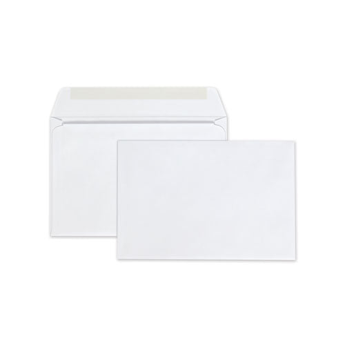 QualityPrk Open-Side Booklet Envelope, #6 1/2, Hub Flap, Gummed Closure, 6 X 9, White, 100/box