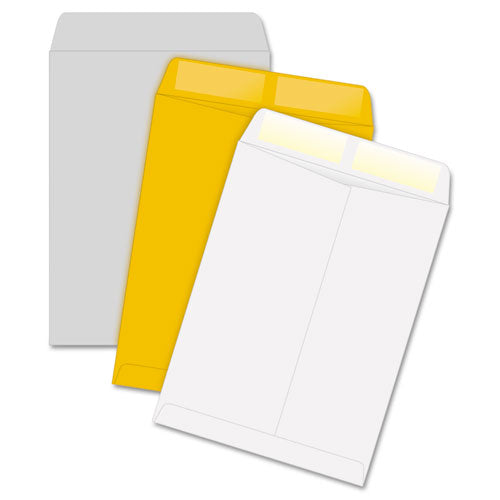 QualityPrk Catalog Envelope, 28 lb Bond Weight Kraft, #10 1/2, Square Flap, Gummed Closure, 9 x 12, White, 100/Box
