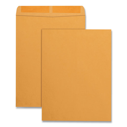 QualityPrk Catalog Envelope, 28 lb Bond Weight Kraft, #13 1/2, Square Flap, Gummed Closure, 10 x 13, Brown Kraft, 100/Box