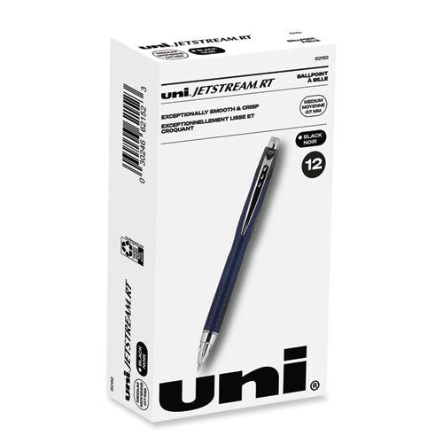 uniball Jetstream Retractable Hybrid Gel Pen, Fine 0.7 mm, Black Ink, Blue/Silver Barrel