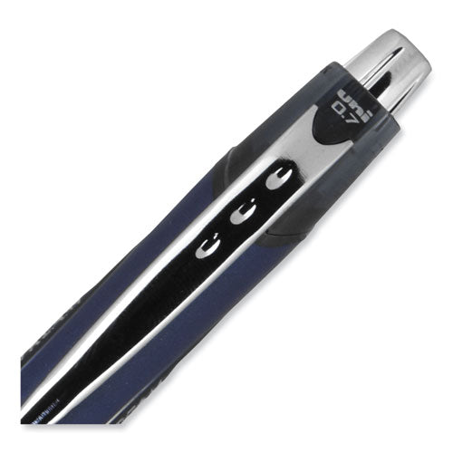 uniball Jetstream Retractable Hybrid Gel Pen, Fine 0.7 mm, Black Ink, Blue/Silver Barrel