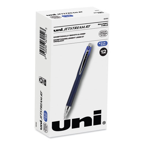 uniball Jetstream Retractable Hybrid Gel Pen, Fine 0.7 mm, Blue Ink, Blue/Silver Barrel