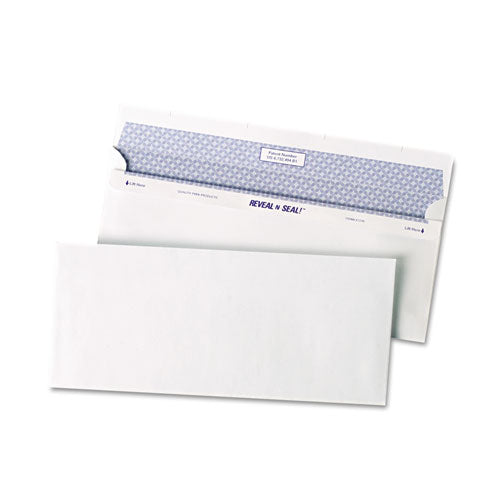 QualityPrk Reveal-N-Seal Security Tinted Envelope, #10, Commercial Flap, Self-Adhesive Closure, 4.13 x 9.5, White, 500/Box