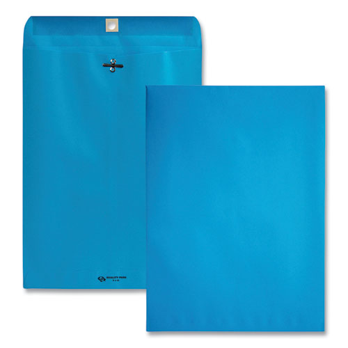 QualityPrk Clasp Envelope, 28 lb Bond Weight Kraft, #90, Square Flap, Clasp/Gummed Closure, 9 x 12, Blue, 10/Pack