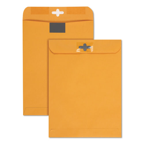 QualityPrk Postage Saving Clearclasp Kraft Envelope, #90, Cheese Blade Flap, Clearclasp Closure, 9 X 12, Brown Kraft, 100/box