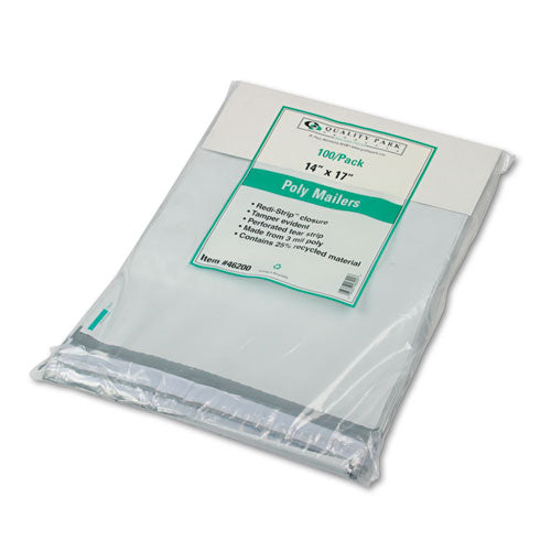 QualityPrk Redi-Strip Poly Mailer, #5 1/2, Square Flap with Perforated Strip, Redi-Strip Adhesive Closure, 14 x 17, White, 100/Pack