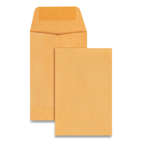 QualityPrk Kraft Coin and Small Parts Envelope, #1, Extended Square Flap, Gummed Closure, 2.25 x 3.5, Brown Kraft, 500/Box