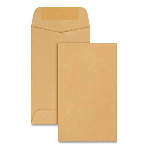 QualityPrk Kraft Coin and Small Parts Envelope, #3, Round Flap, Gummed Closure, 2.5 x 4.25, Brown Kraft, 500/Box