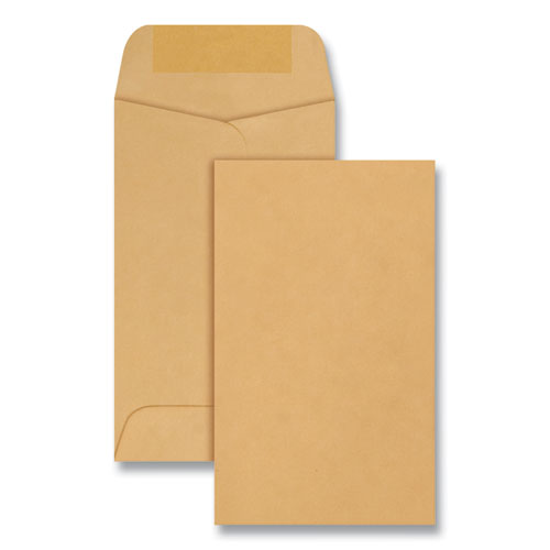 QualityPrk Kraft Coin And Small Parts Envelope, #3, Square Flap, Gummed Closure, 2.5 X 4.25, Brown Kraft, 500/box