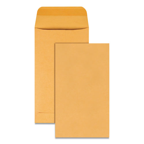 QualityPrk Kraft Coin and Small Parts Envelope, 20 lb Bond Weight Kraft, #5 1/2, Square Flap, Gummed Closure, 3.13 x 5.5, Brown, 500/Box