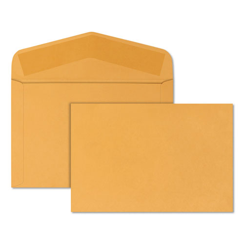 QualityPrk Open-Side Booklet Envelope, #15, Hub Flap, Gummed Closure, 10 X 15, Brown Kraft, 100/box