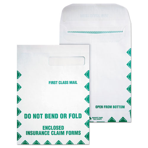 QualityPrk Redi-Seal Insurance Claim Form Envelope, Cheese Blade Flap, Redi-Seal Adhesive Closure, 9 x 12.5, White, 100/Box