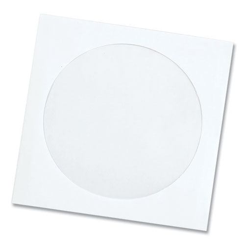 QualityPrk CD/DVD Sleeves, 1 Disc Capacity, White, 100/Box