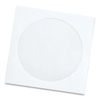QualityPrk CD/DVD Sleeves, 1 Disc Capacity, White, 100/Box