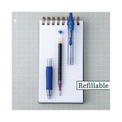 Pilot G2 Premium Gel Pen, Retractable, Bold 1 mm, Blue Ink, Smoke/Blue Barrel, Dozen
