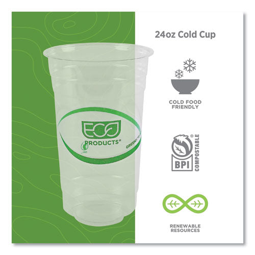 GreenStripe Renewable and Compostable PLA Cold Cups, 24 oz, Clear, 50/Pack, 20 Packs/Carton